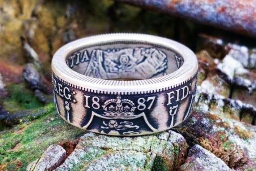Victoria Sterling Silver British Florin Coin Ring