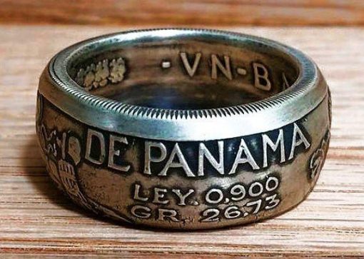 1947 Panama Balboa Silver Coin Ring