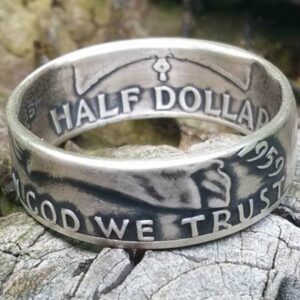 In God We Trust Half Dollar Coin Ring | Custom Jewelry Made from 999 Silver Coin