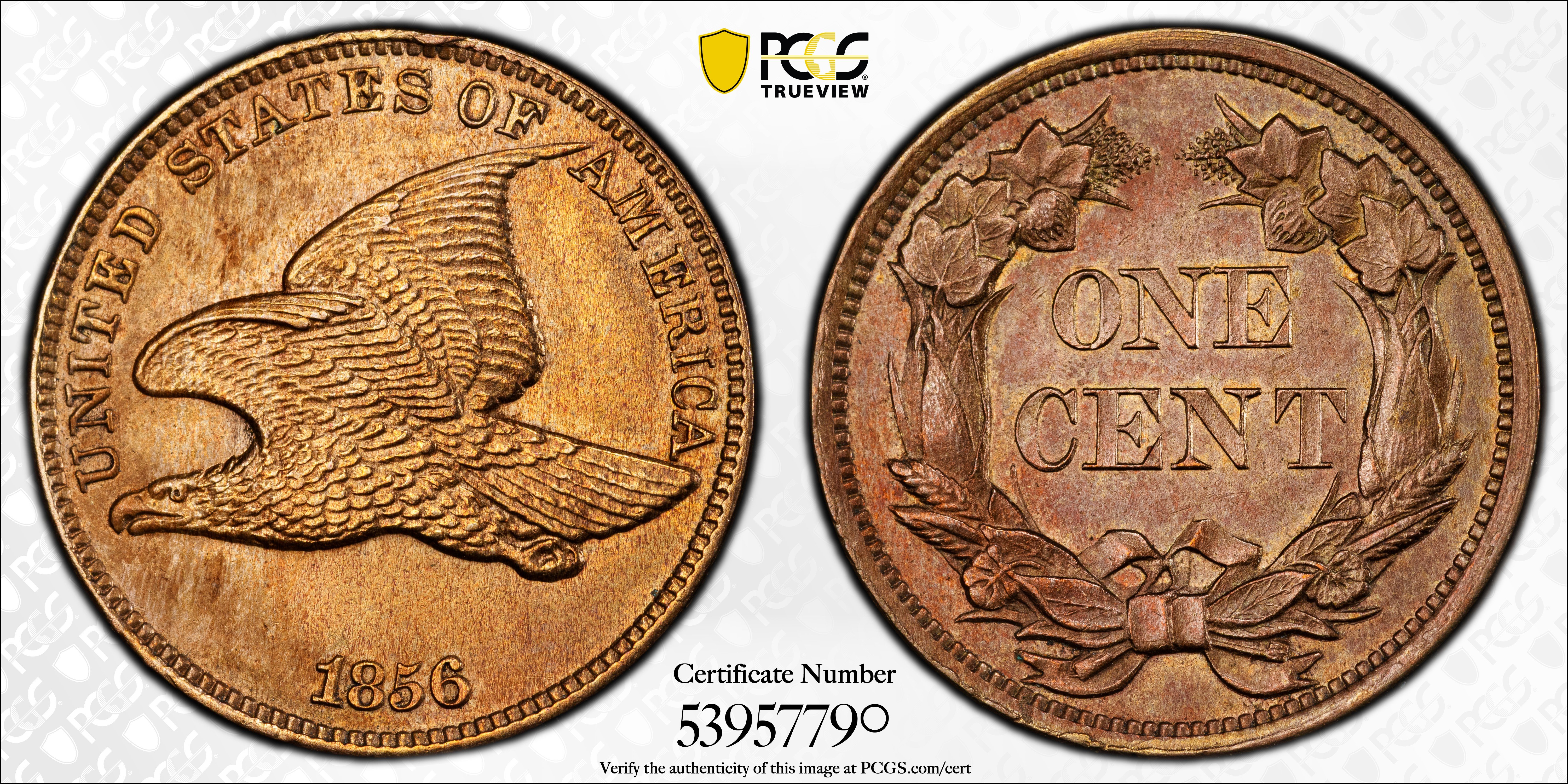 1856 Flying Eagle cent date position