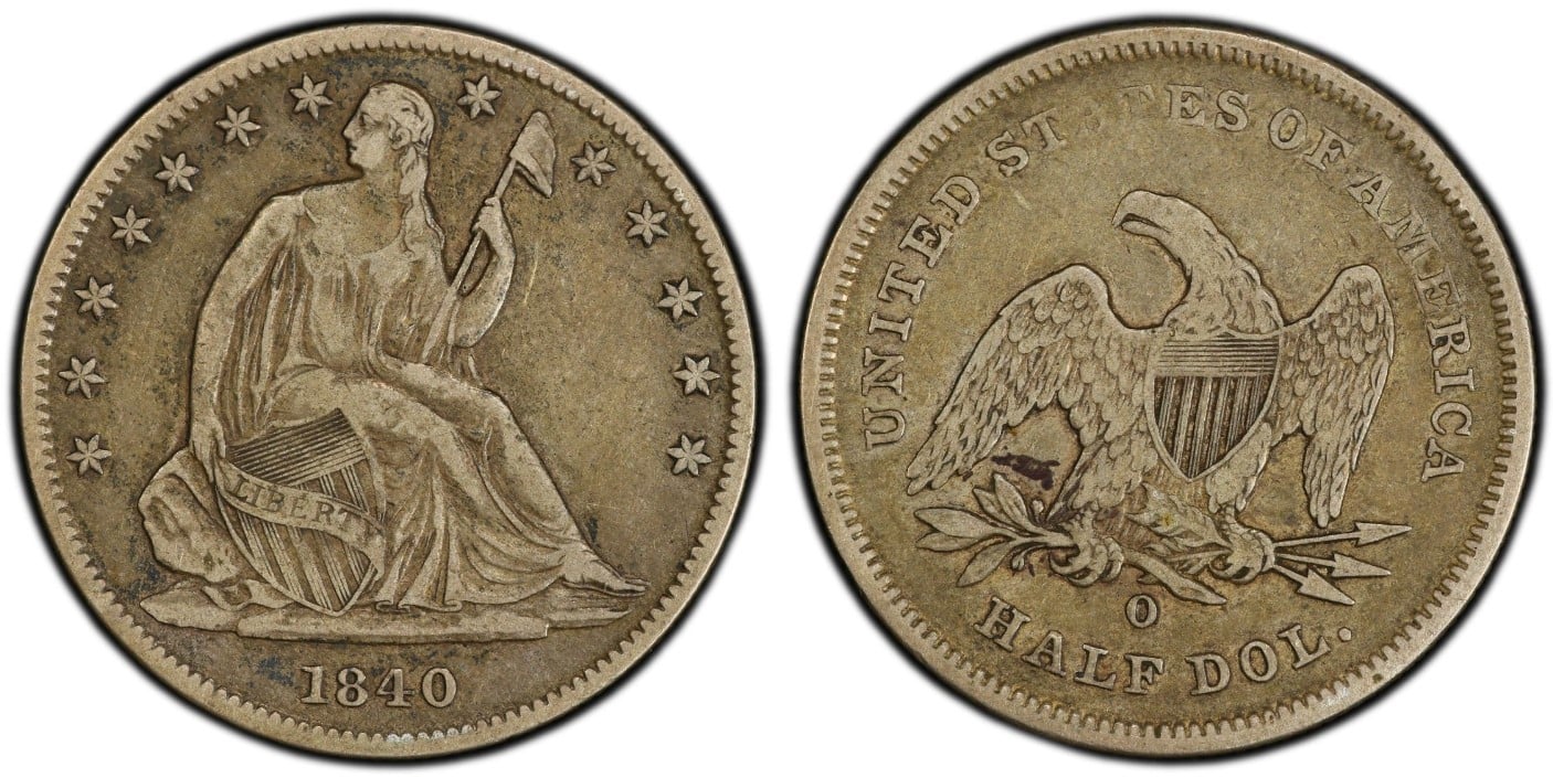 1861-O Half Dollar Reverse showing die crack