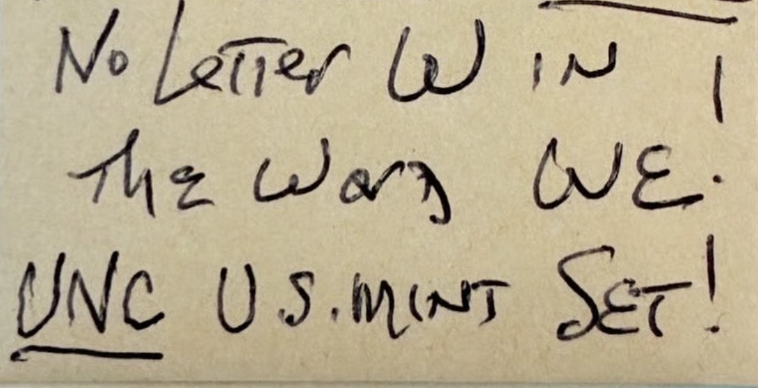 Close-up of missing W