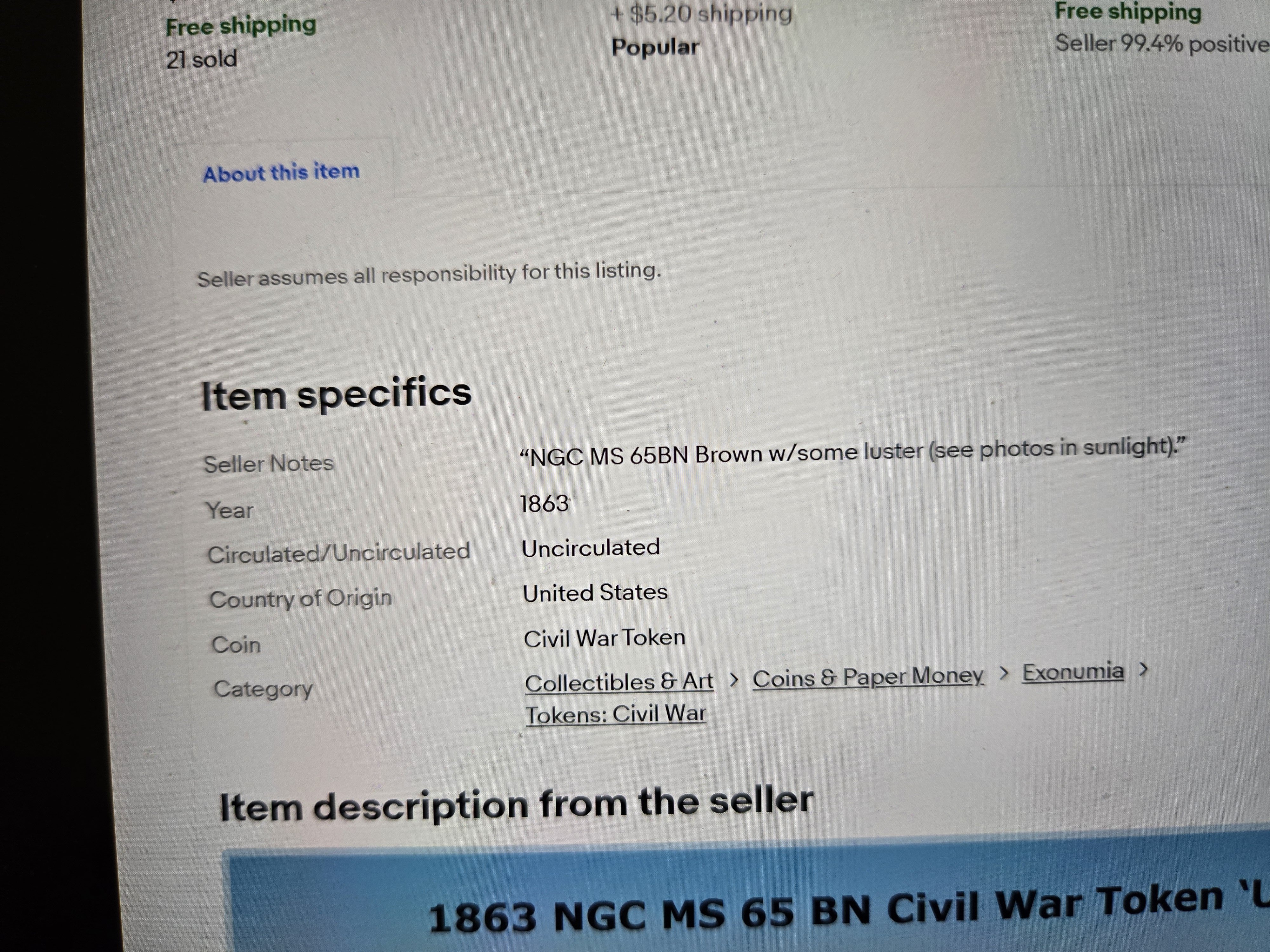 eBay Item Specifics Example