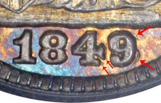 1849/6 Overdate Comparison