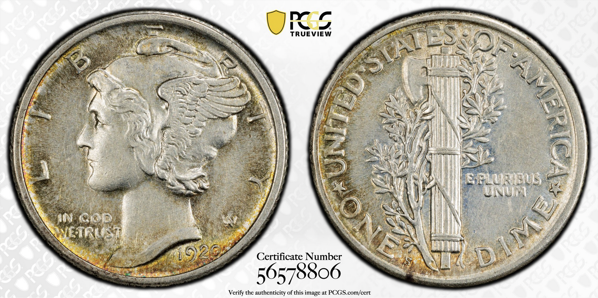 1920-S Mercury Dime reverse details