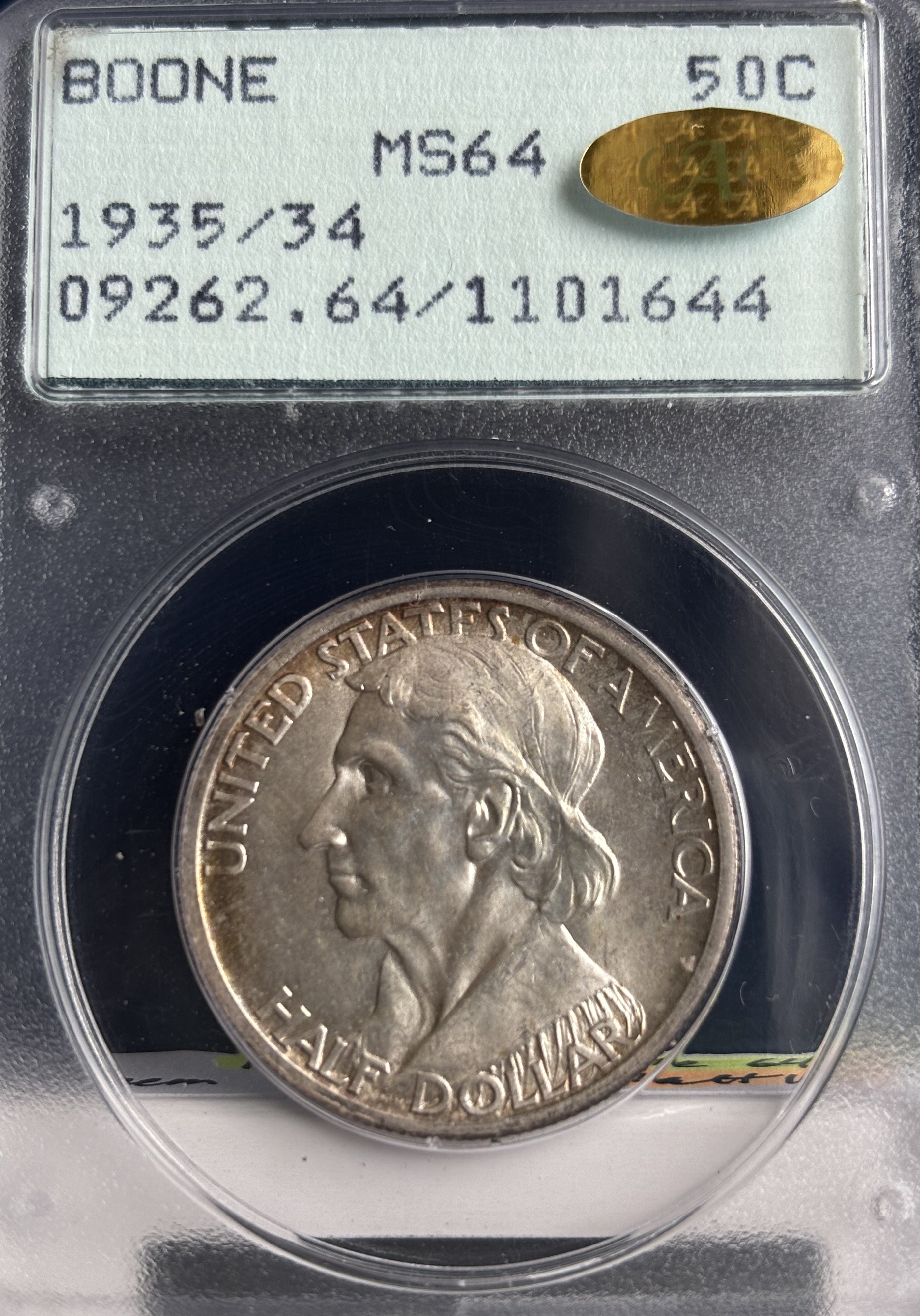 Obverse close-up showing 35/34 overdate