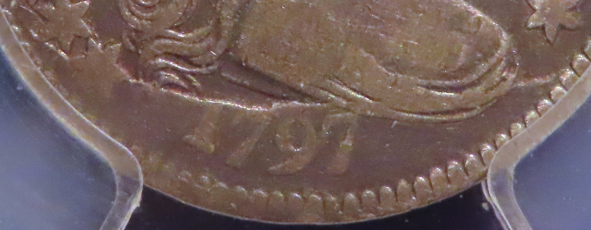 1797 Dime Die Break Detail