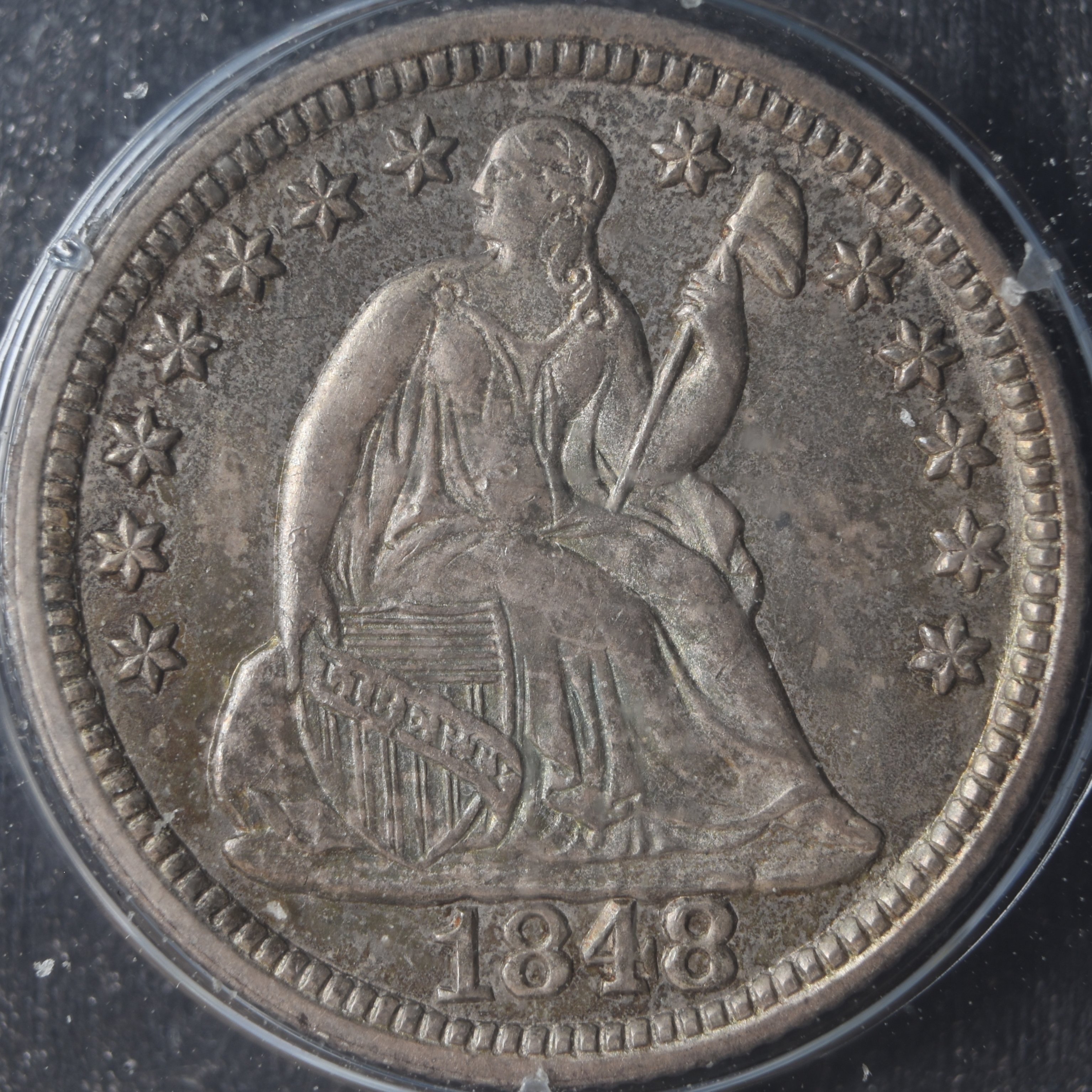 1848 V-9 Half Dime Obverse