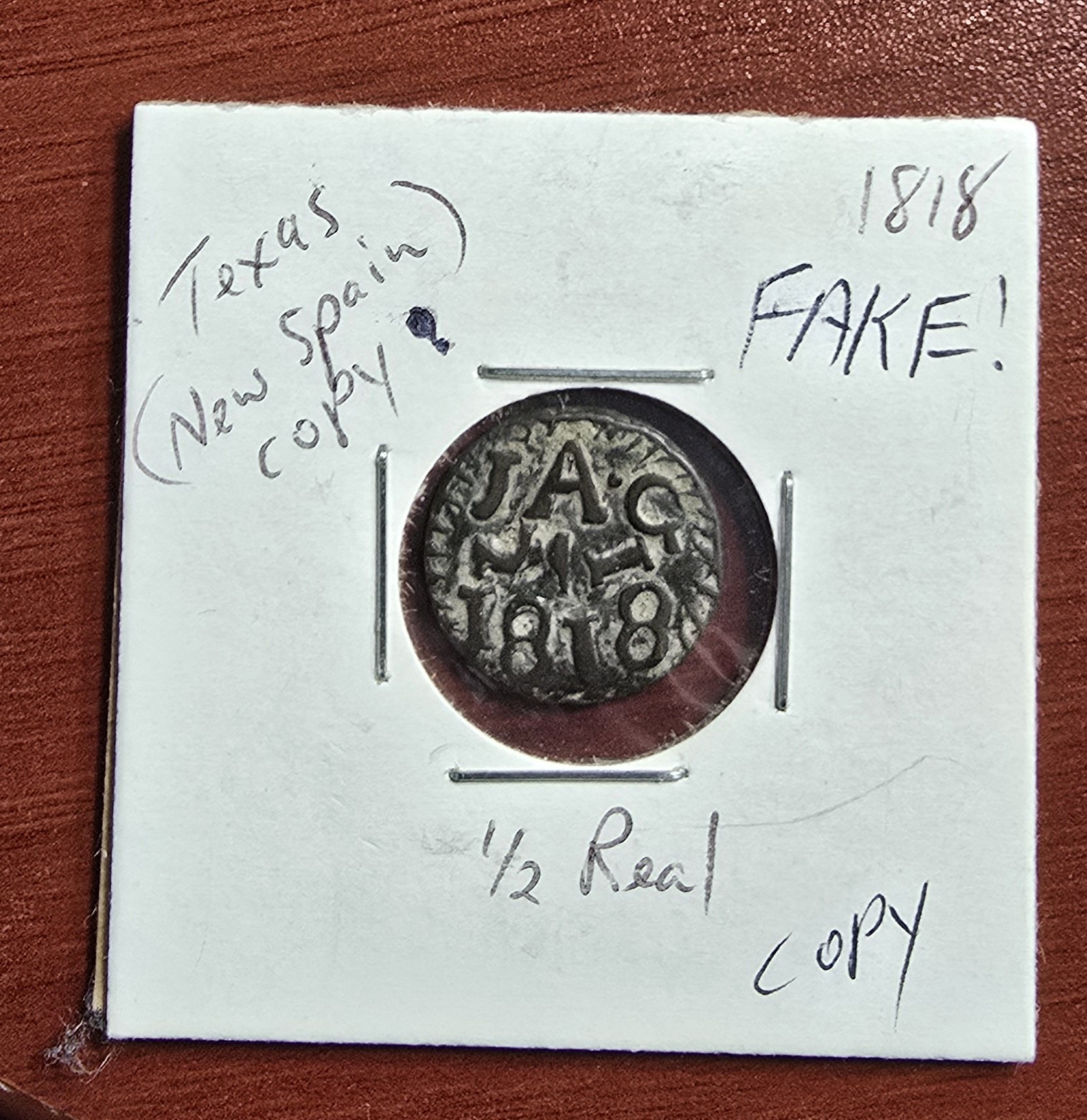 Counterfeit Texas Jola showing modern tooling marks