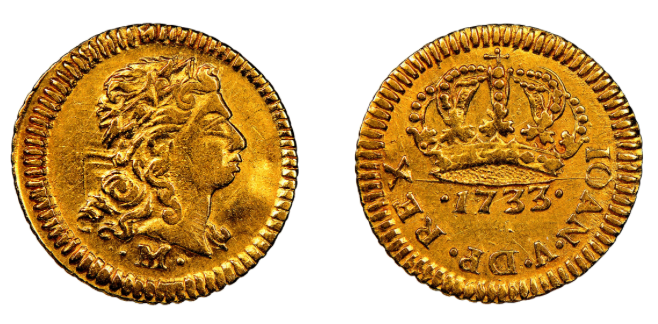 Brazilian 400 Reis showing authentic adjustment marks